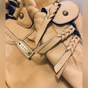 ABRO Italian Leather Purse Oversized Large Tote Bag Hobo NEW Perfect Nude Beige